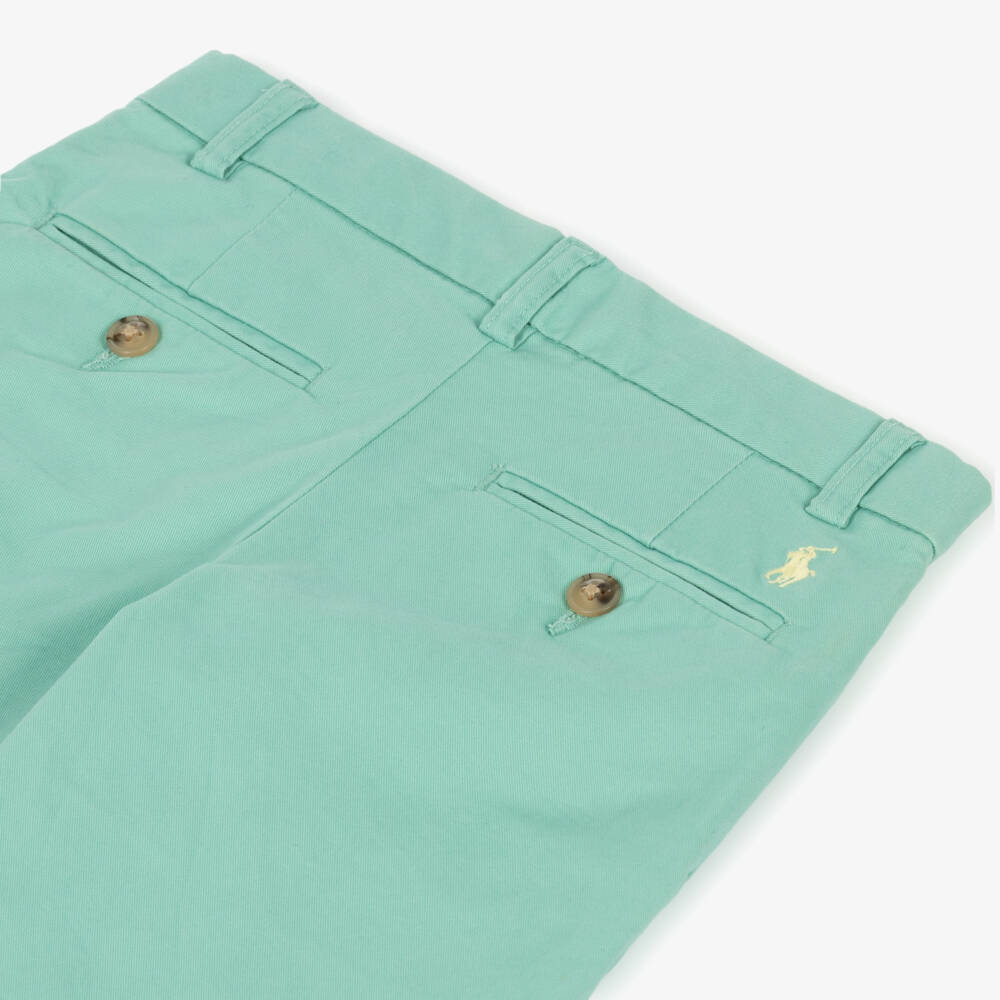 Ralph Lauren-Boys Pastel Green Cotton Straight Fit Trousers | Childrensalon Outlet
