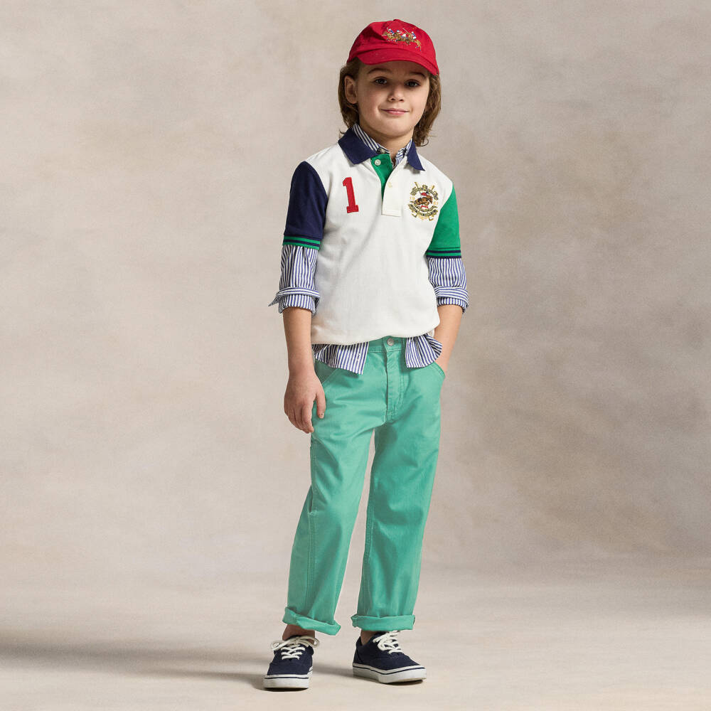 Ralph Lauren-Boys Pastel Green Cotton Straight Fit Trousers | Childrensalon Outlet