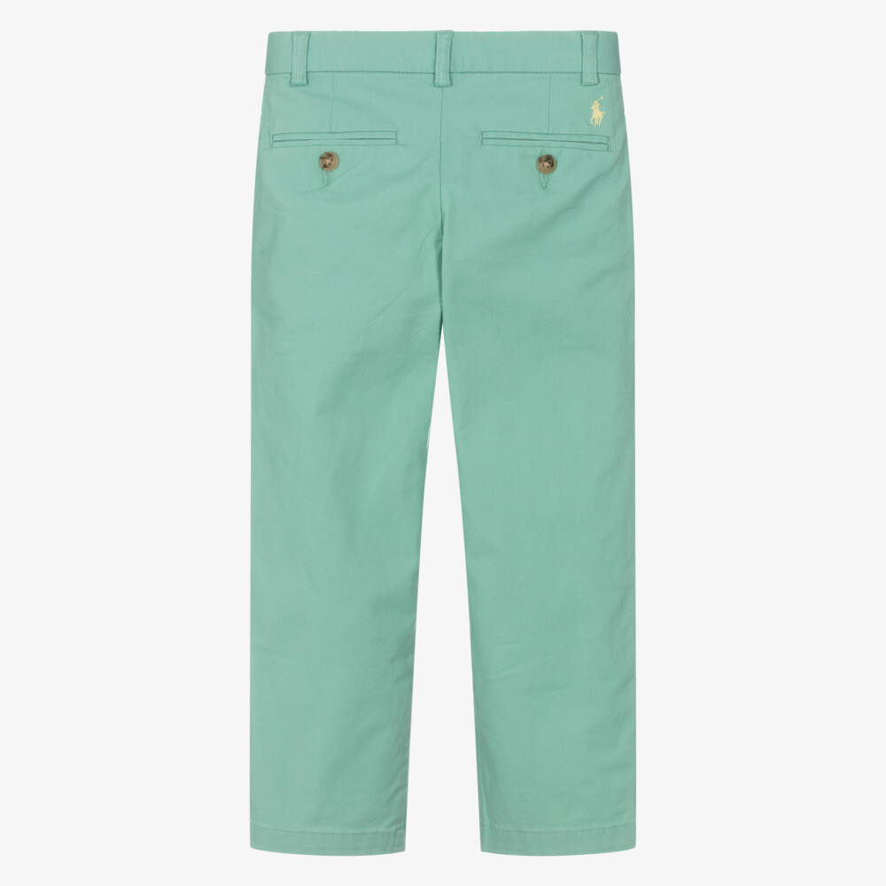 Ralph Lauren-Boys Pastel Green Cotton Straight Fit Trousers | Childrensalon Outlet