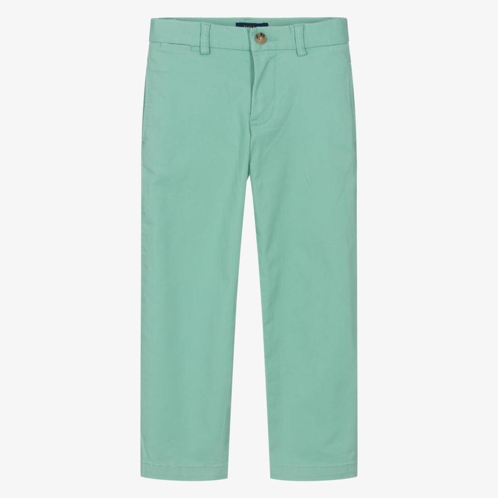 Ralph Lauren-Boys Pastel Green Cotton Straight Fit Trousers | Childrensalon Outlet