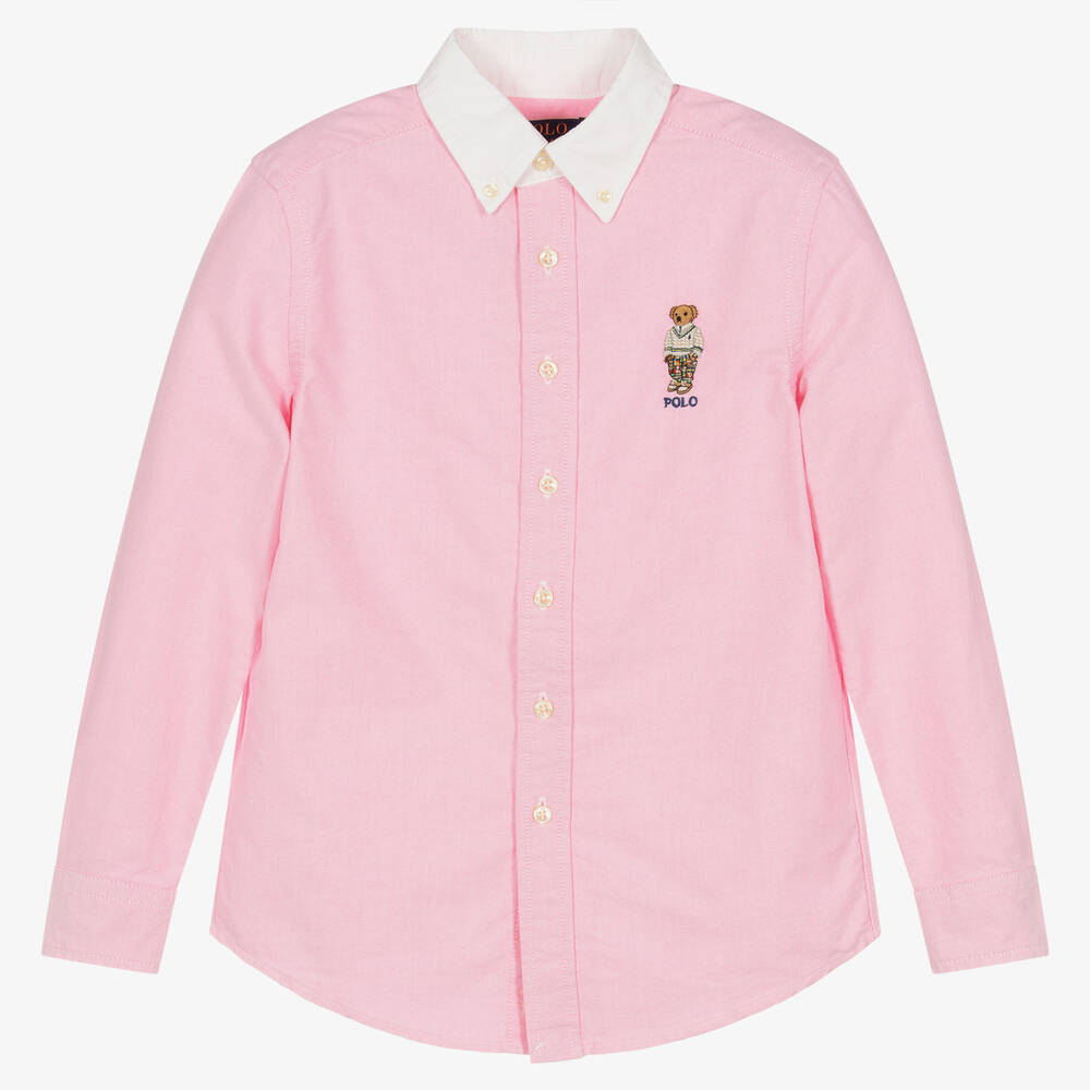 Ralph Lauren - Boys Pink Cotton Logo Shirt | Childrensalon