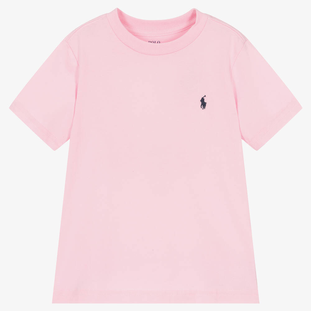 Polo Ralph Lauren - Boys Pink Cotton Logo T-Shirt | Childrensalon