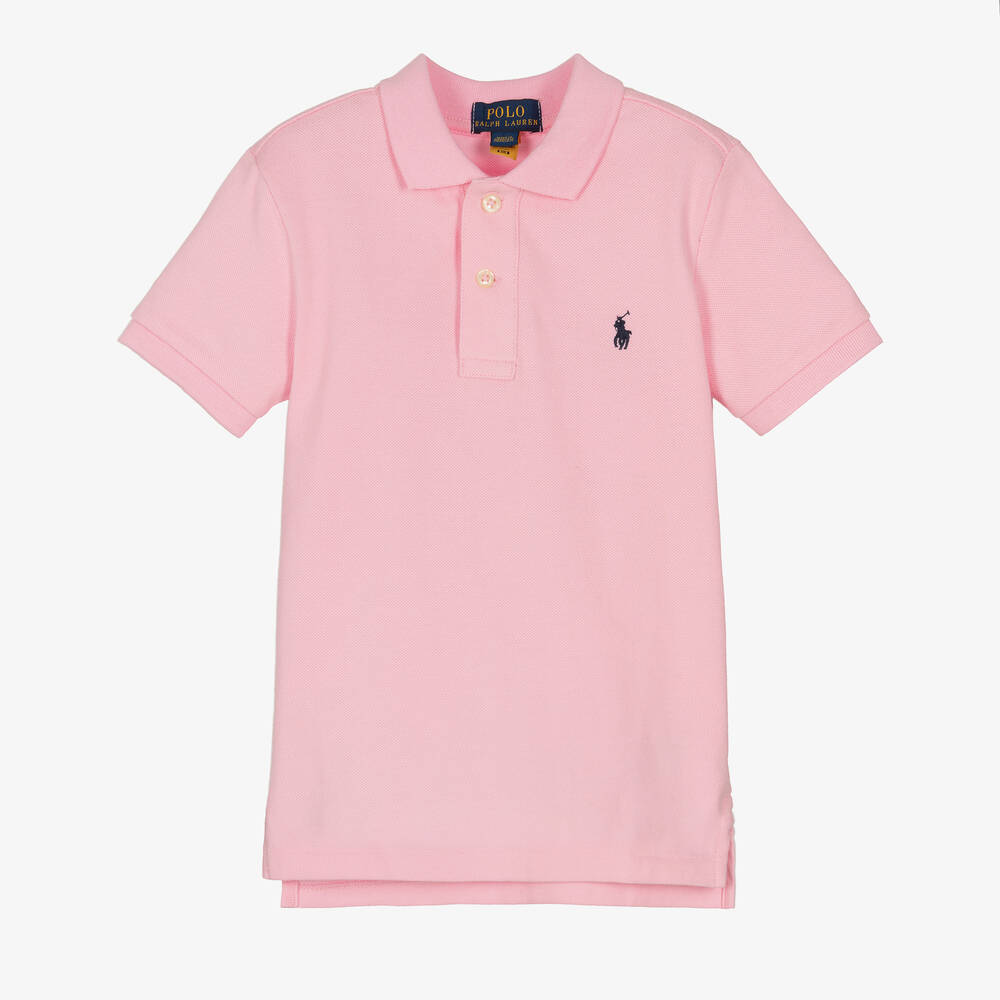 Polo Ralph Lauren - Boys Pink Cotton Polo Shirt | Childrensalon
