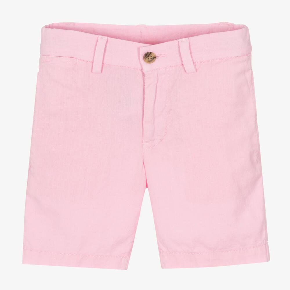 Ralph Lauren Boys Pink Linen Cotton Shorts Childrensalon Outlet