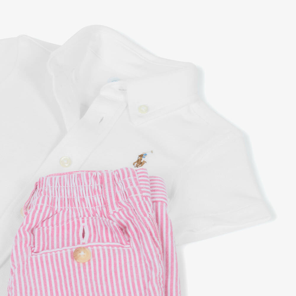 Ralph Lauren-Boys Pink & White Stripe Ensemble | Childrensalon Outlet