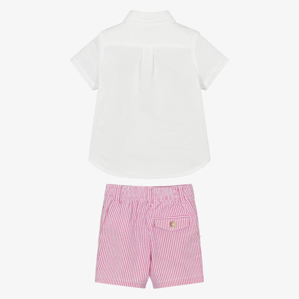 Ralph Lauren-Boys Pink & White Stripe Ensemble | Childrensalon Outlet