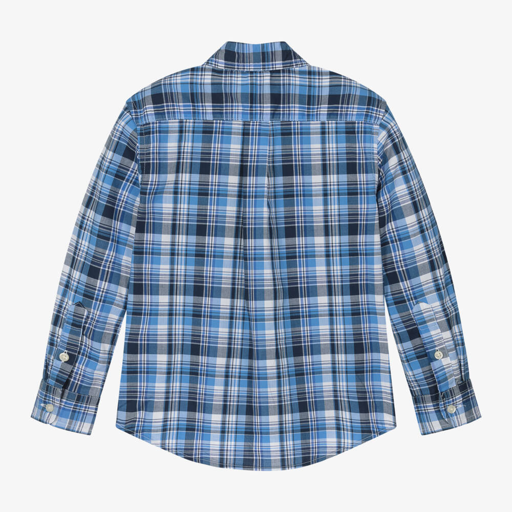 Ralph Lauren-Boys Plaid Cotton Shirt in Blue | Childrensalon Outlet