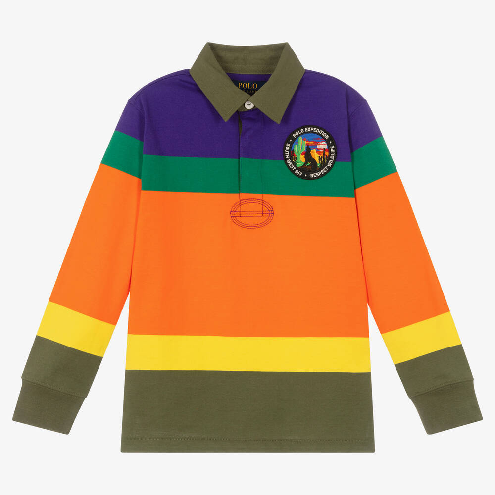 Polo Ralph Lauren - Streifen-Rugby-Shirt violett/orange | Childrensalon