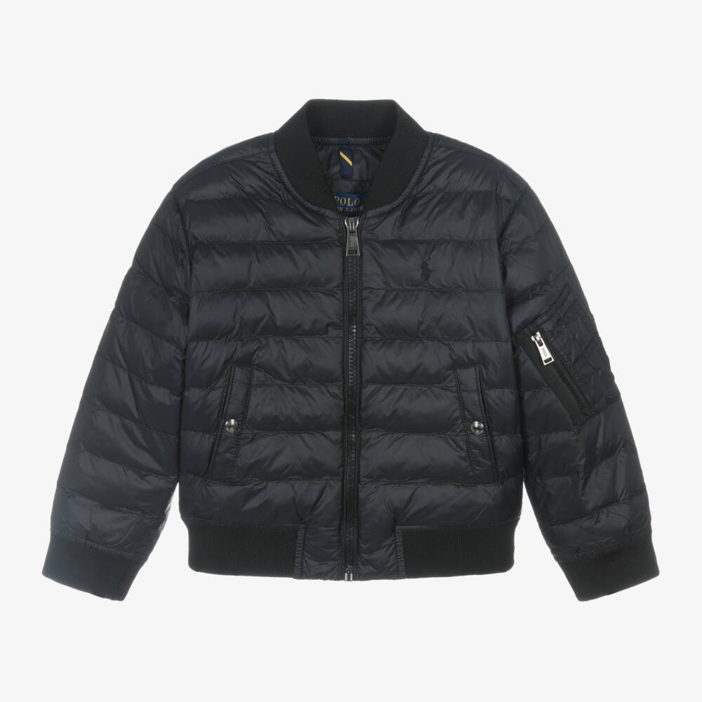 Ralph Lauren-Boys Quilted Black Bomber Coat | Childrensalon Outlet