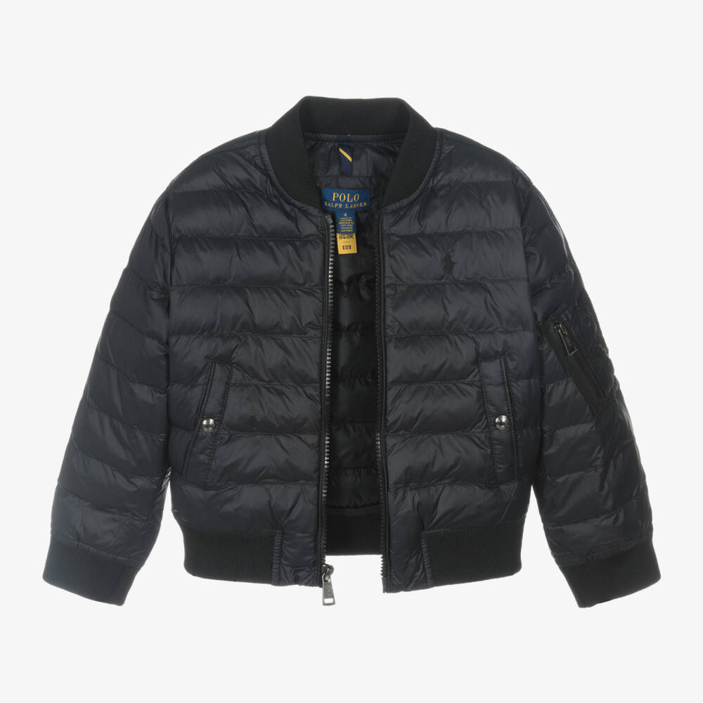 Ralph Lauren-Boys Quilted Black Bomber Coat | Childrensalon Outlet