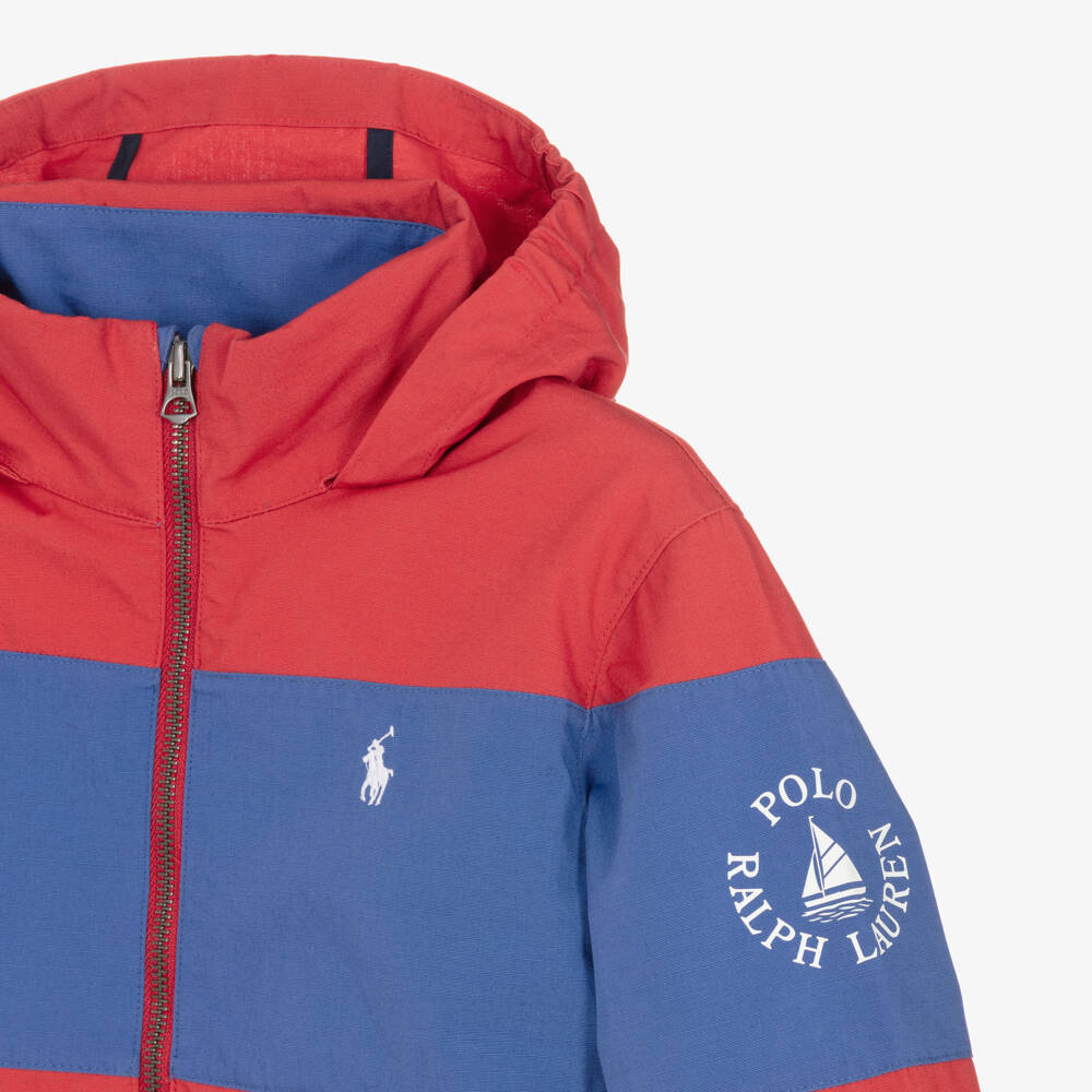 Ralph Lauren-Boys Red & Blue Cotton Packable Windbreaker | Childrensalon Outlet