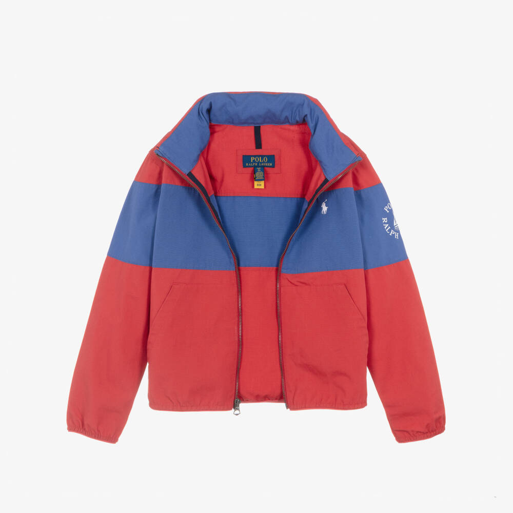Ralph Lauren-Boys Red & Blue Cotton Packable Windbreaker | Childrensalon Outlet