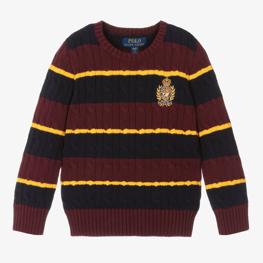 Ralph Lauren - Хлопковый свитер в красно-синюю полоску | Childrensalon