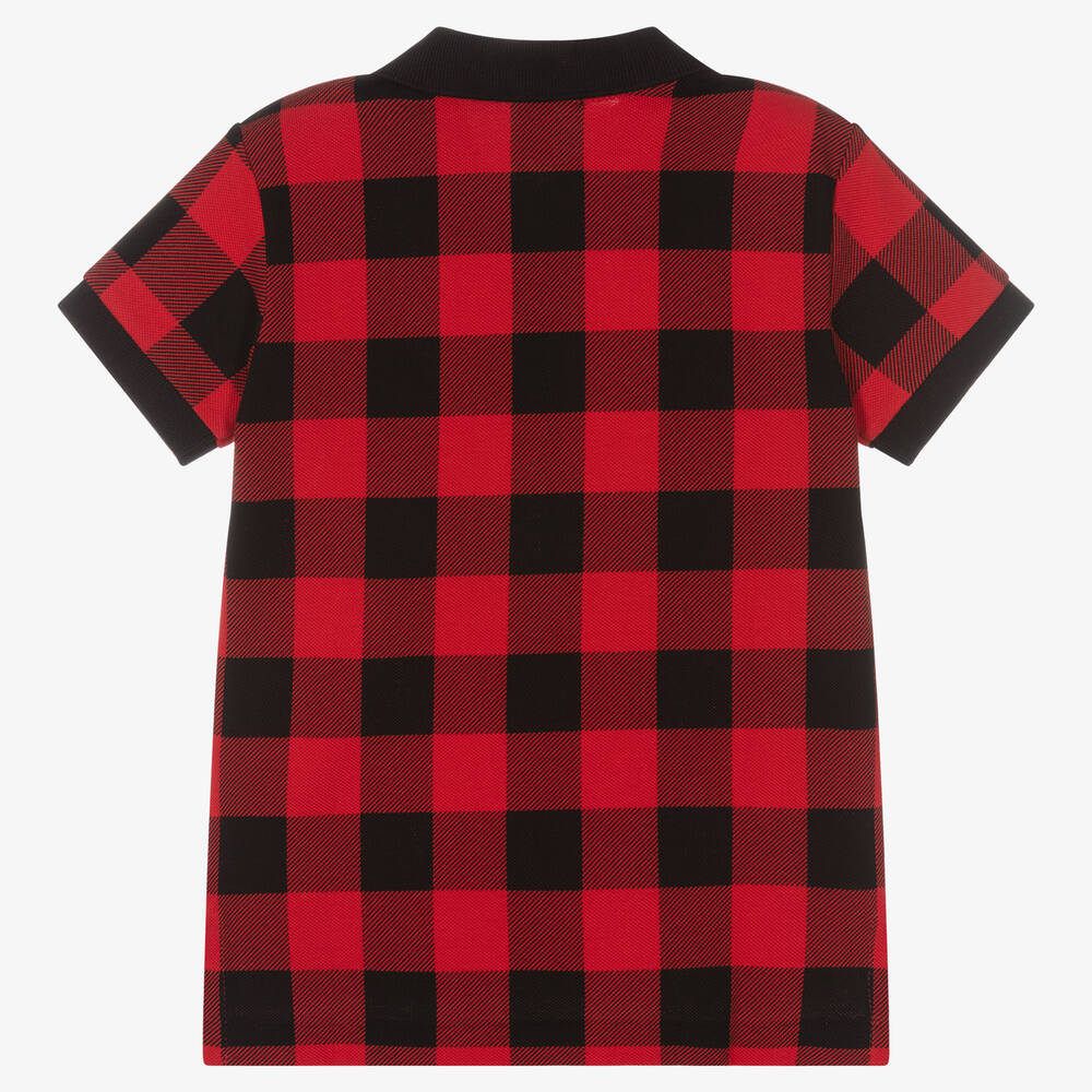 Checkered polo red and black cheap