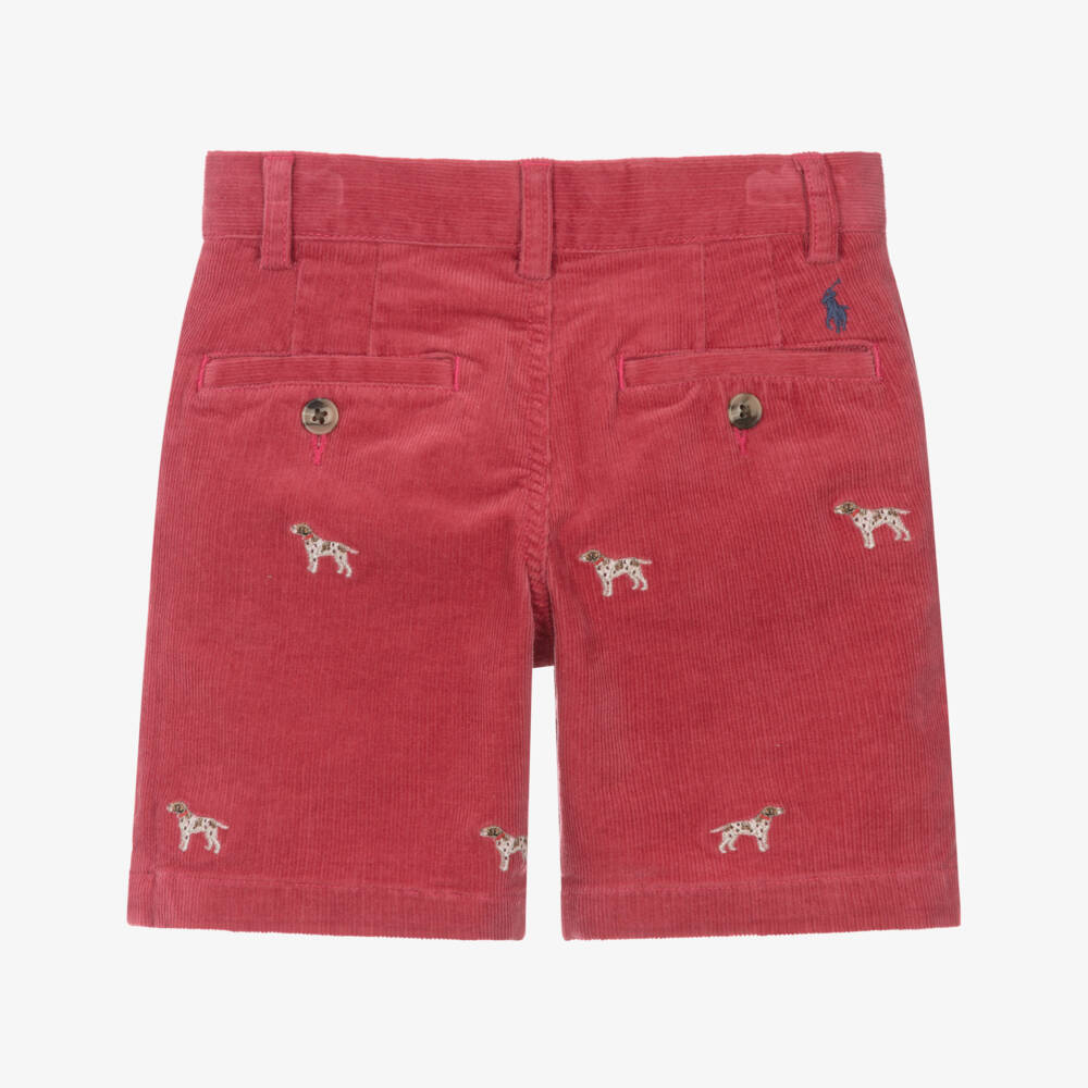 Ralph Lauren-Шорты из красного вельвета с вышивкой для мальчиков | Childrensalon Outlet