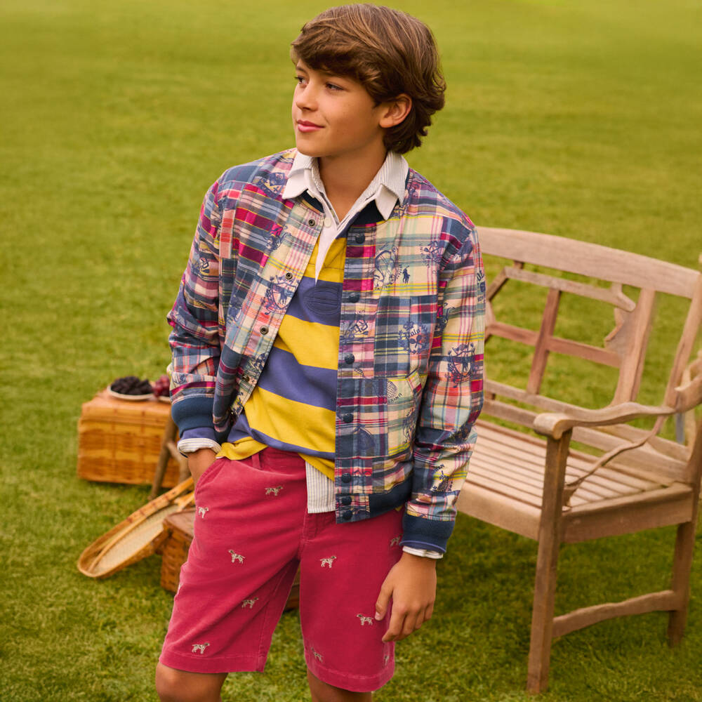 Ralph Lauren-Шорты из красного вельвета с вышивкой для мальчиков | Childrensalon Outlet
