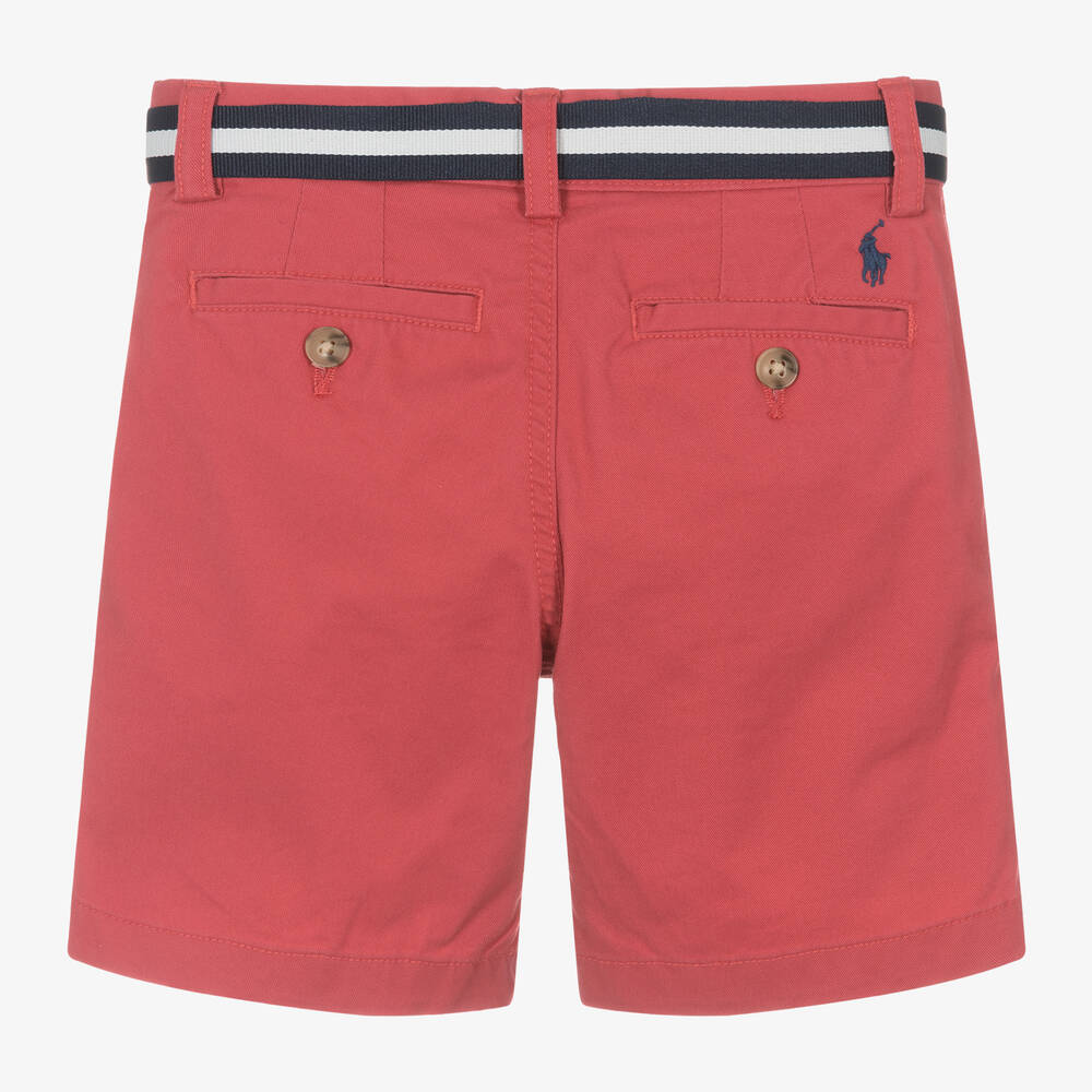 Ralph Lauren Boys Red Cotton Chino Shorts Childrensalon Outlet