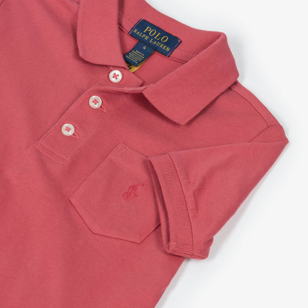 Ralph Lauren-Boys Red Cotton Jersey Pocket Polo Shirt | Childrensalon Outlet