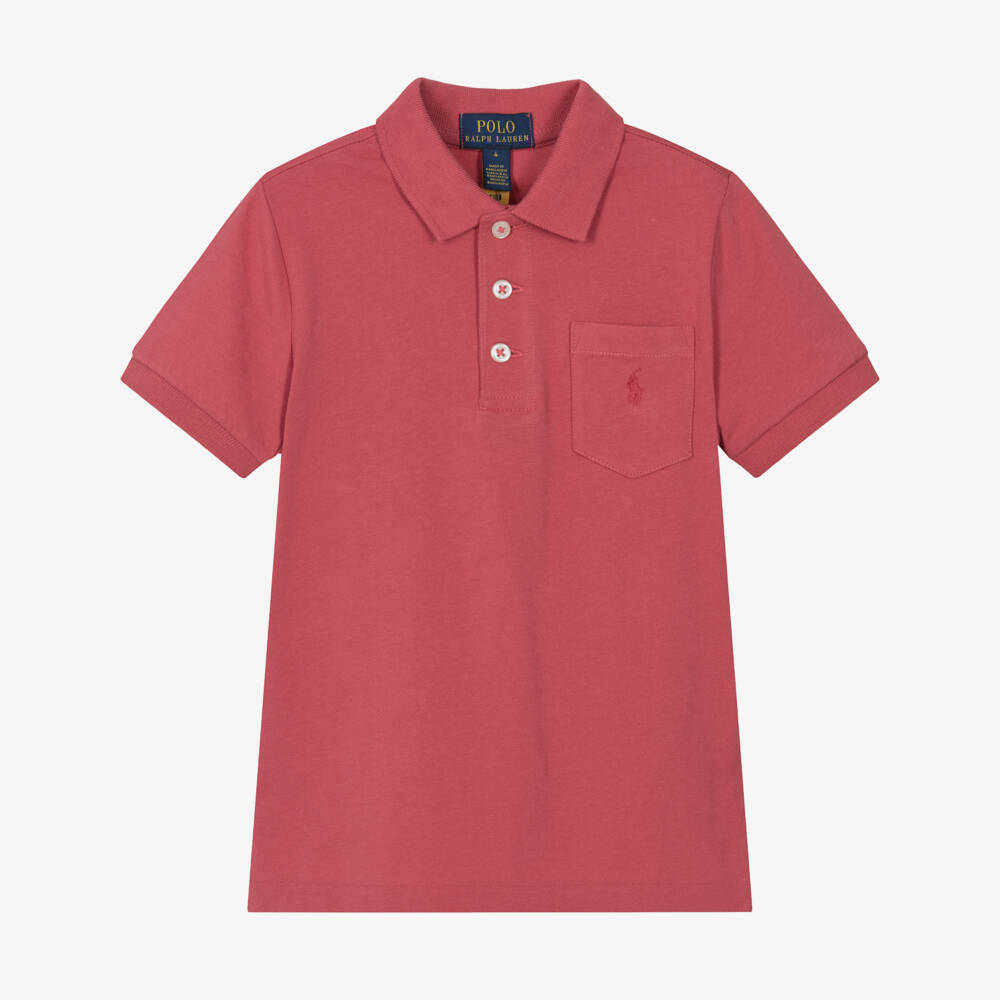 Ralph Lauren-Boys Red Cotton Jersey Pocket Polo Shirt | Childrensalon Outlet