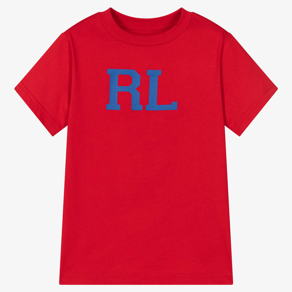 Polo Ralph Lauren-Boys Red Cotton Logo T-Shirt | Childrensalon Outlet