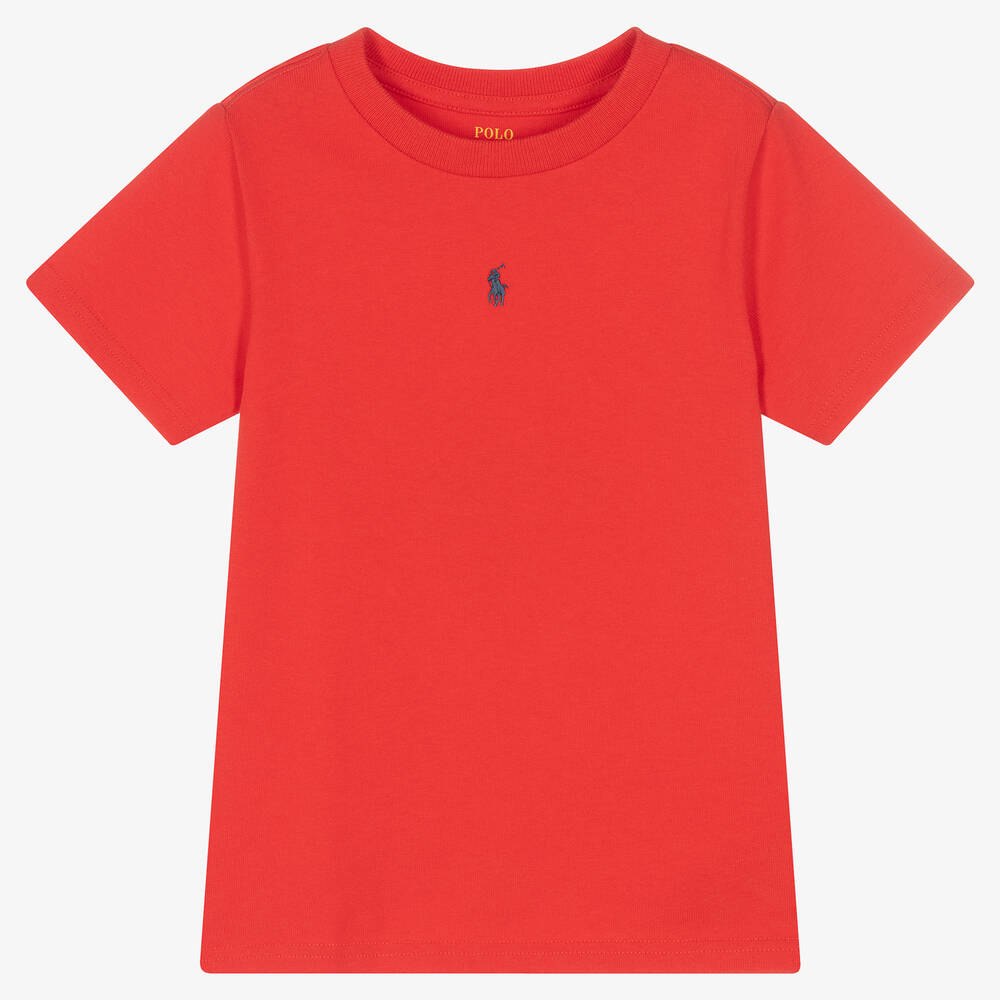 Polo Ralph Lauren-تيشيرت قطن لون أحمر للأولاد | Childrensalon Outlet