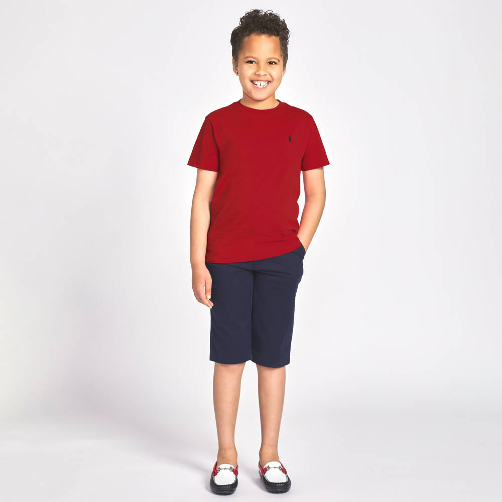 Ralph Lauren-Boys Red Cotton Logo T-Shirt | Childrensalon Outlet
