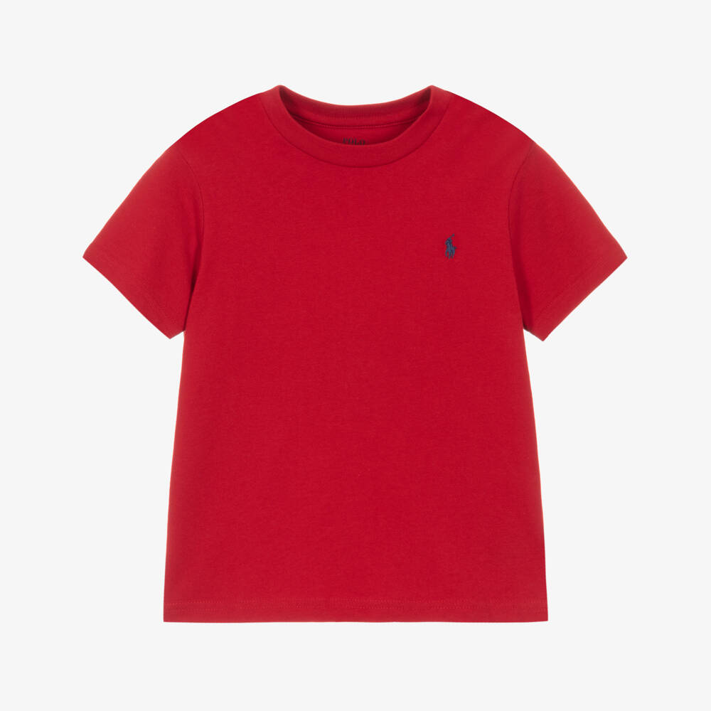 Ralph Lauren-Boys Red Cotton Logo T-Shirt | Childrensalon Outlet