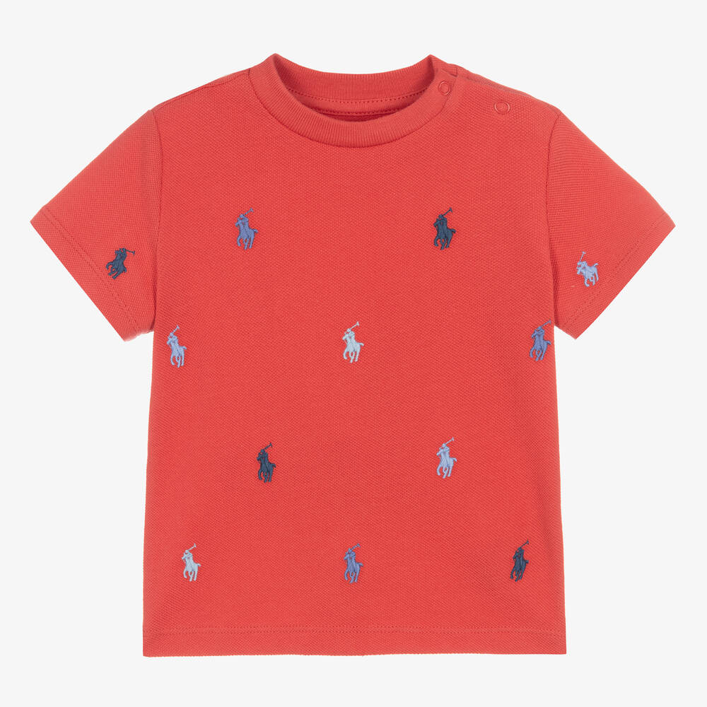 Ralph Lauren - Boys Red Cotton T-Shirt | Childrensalon