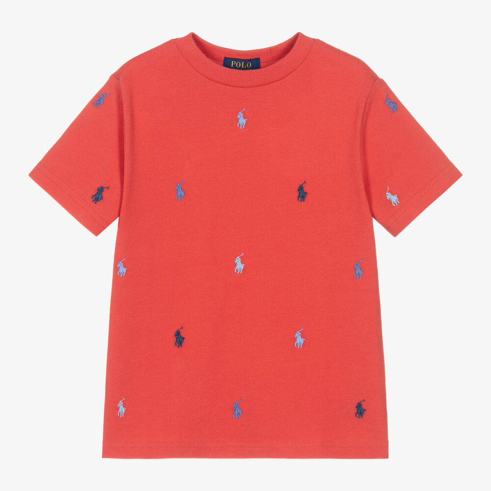 Ralph Lauren - Красная хлопковая футболка для мальчиков | Childrensalon