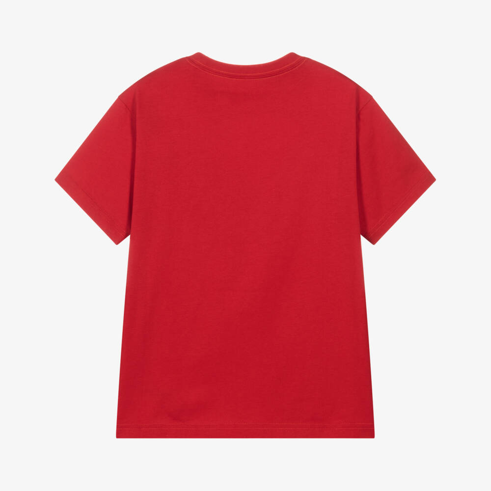 Ralph Lauren-Boys Red Cotton T-Shirt with Triple-Pony Logo | Childrensalon Outlet