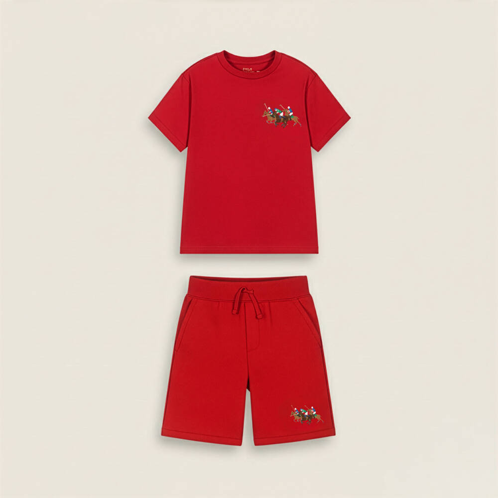 Ralph Lauren-Boys Red Cotton T-Shirt with Triple-Pony Logo | Childrensalon Outlet
