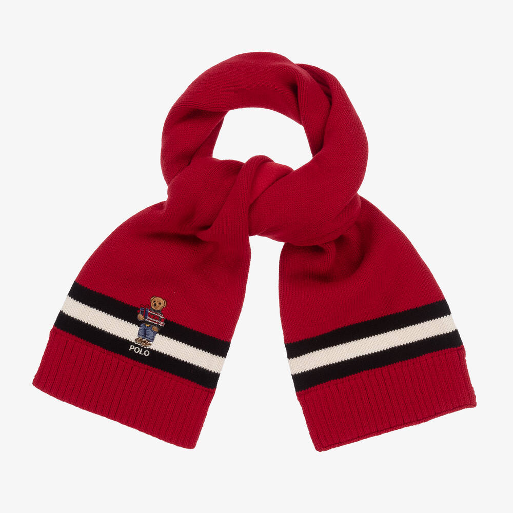 Ralph Lauren-Boys Red Knitted Polo Bear Scarf | Childrensalon Outlet