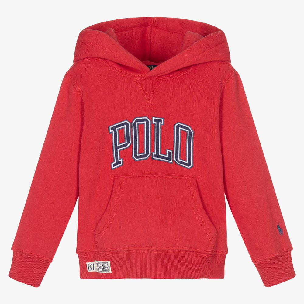 POLO RALPH LAUREN Logo Embroidered Hoodie, Red