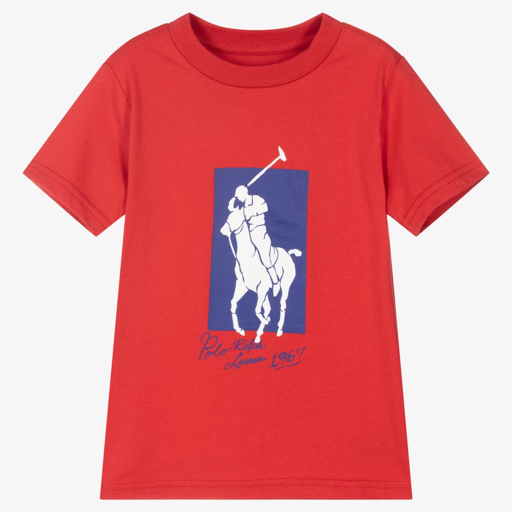 Ralph Lauren - Boys Red Logo T-Shirt | Childrensalon