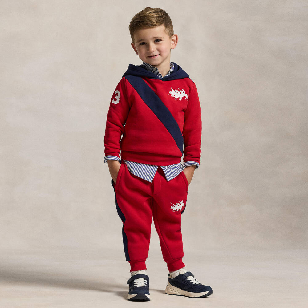 Ralph Lauren-Boys Red & Navy Emblem Hoodie | Childrensalon Outlet