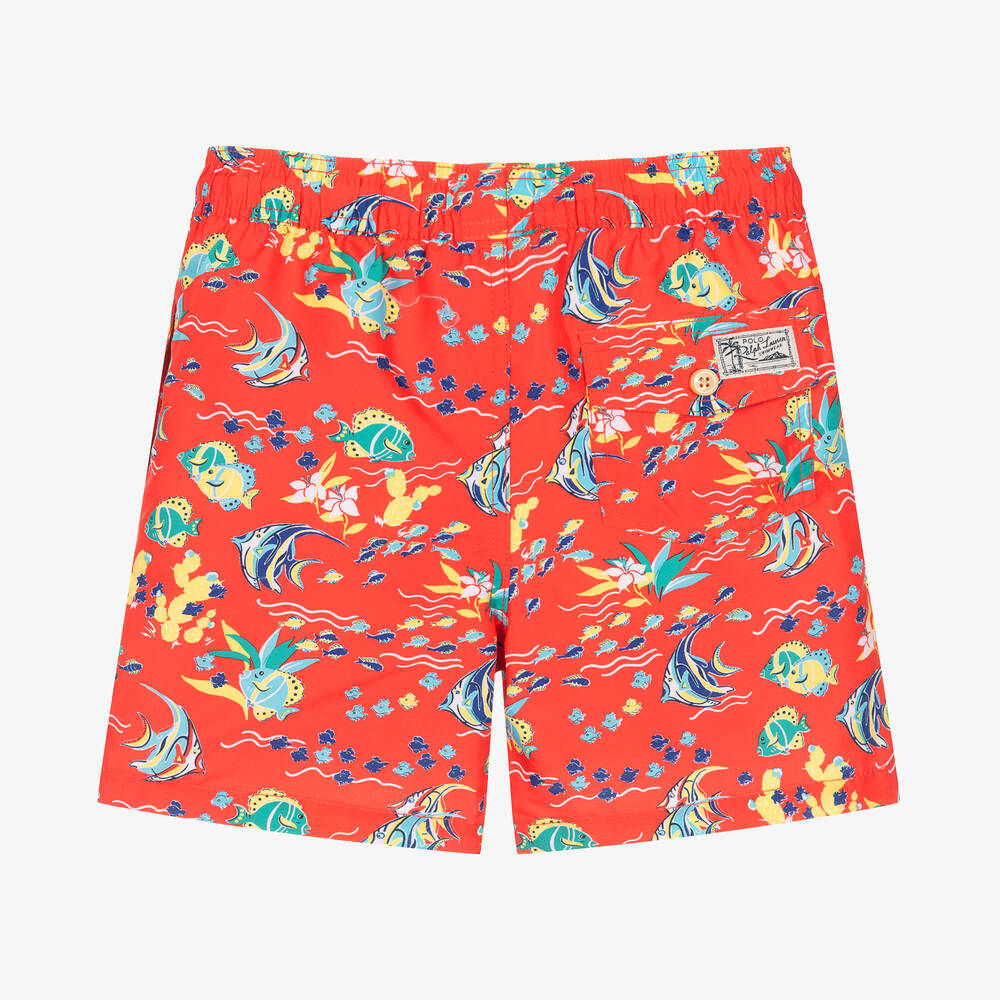 Ralph Lauren Boys Red Ocean Swim Shorts Childrensalon Outlet