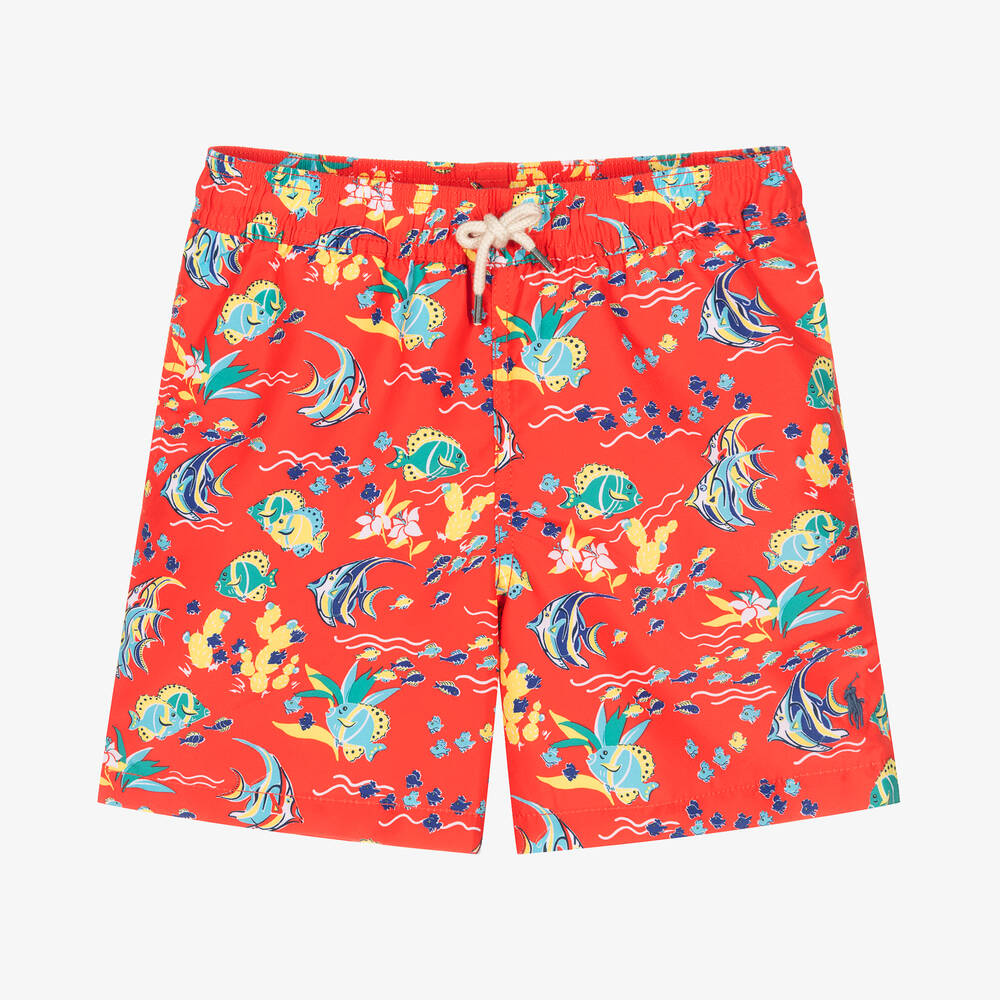 Ralph Lauren - Short de bain rouge océan garçon | Childrensalon