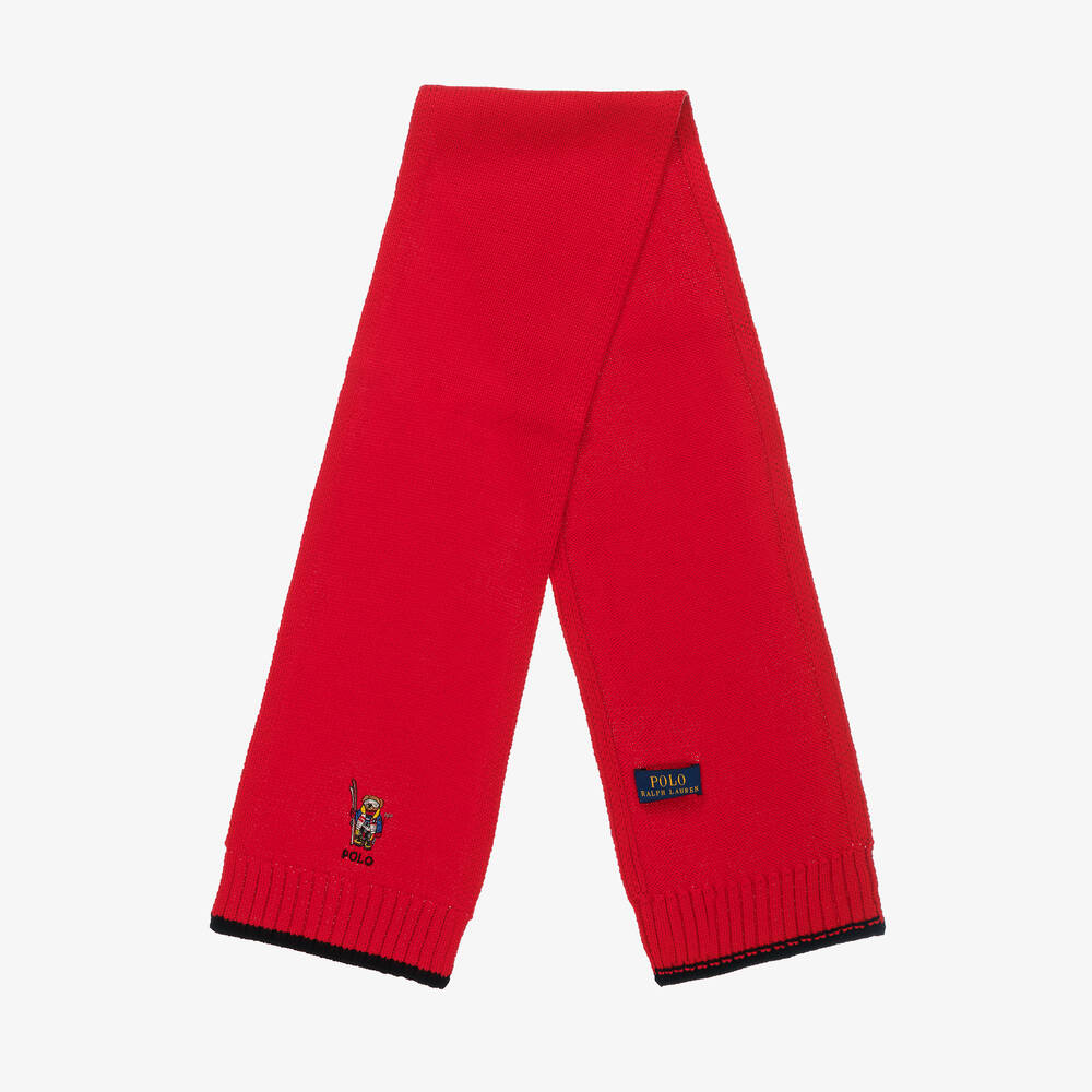 Polo Ralph Lauren - Boys Red Polo Bear Scarf | Childrensalon Outlet