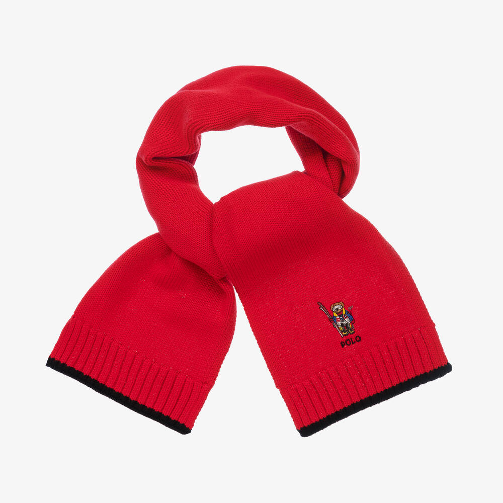 Polo Ralph Lauren - Boys Red Polo Bear Scarf | Childrensalon Outlet