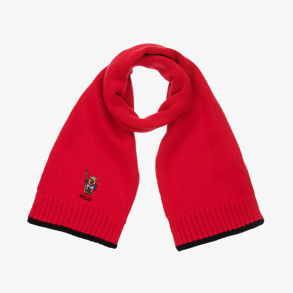 Polo Ralph Lauren - Boys Red Polo Bear Scarf | Childrensalon Outlet