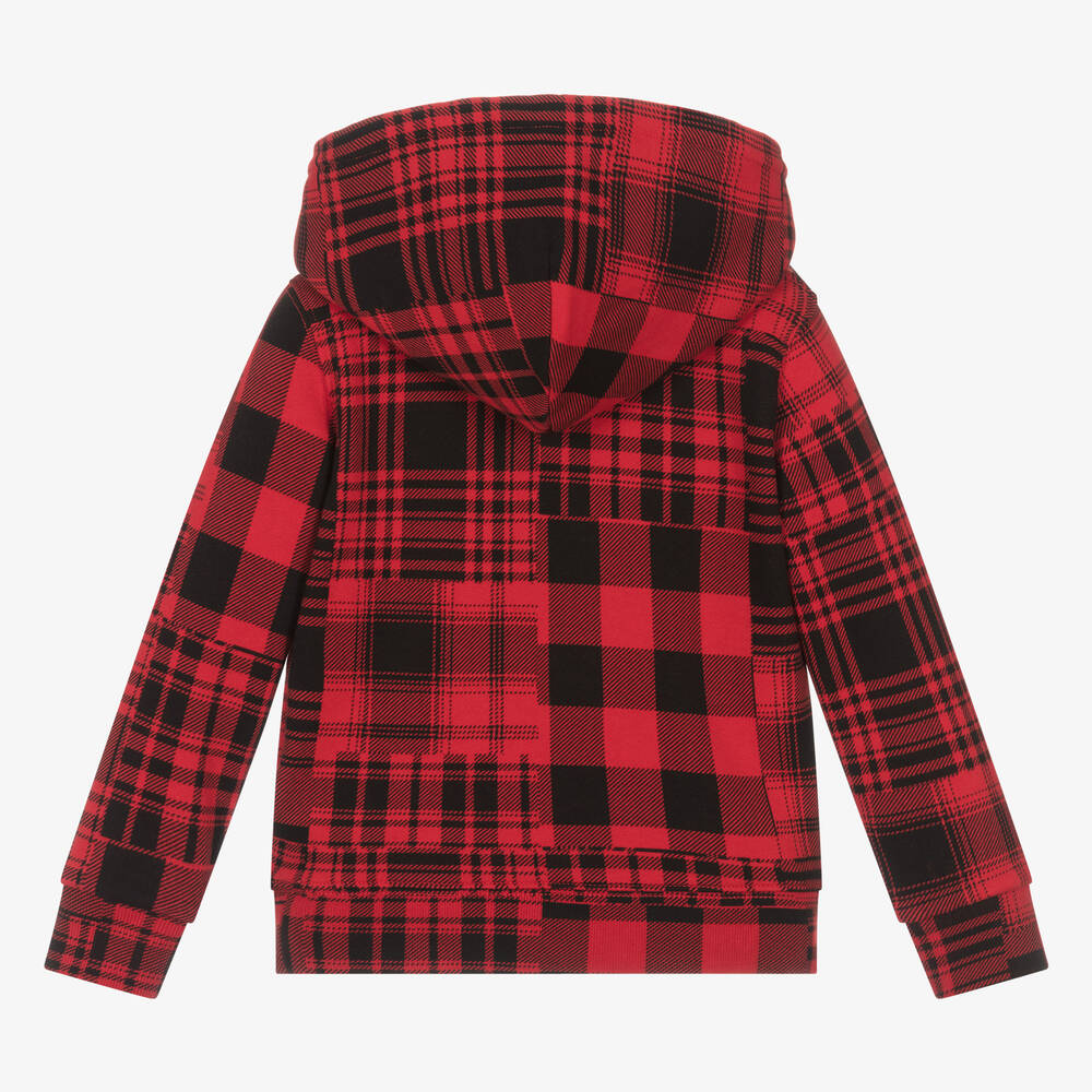 Ralph Lauren Boys Red Polo Bear Tartan Hoodie Childrensalon Outlet