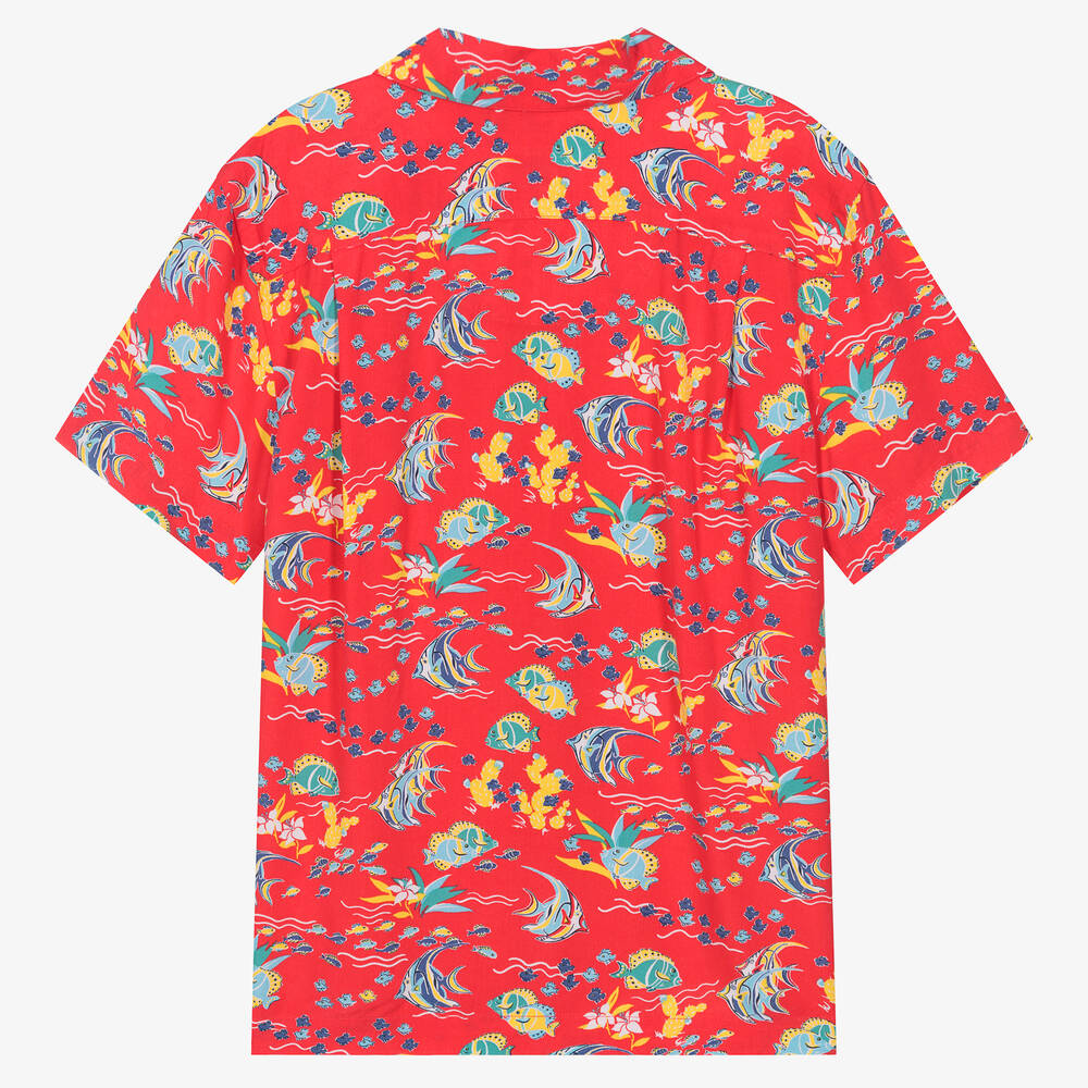 Ralph Lauren-Boys Red Viscose Ocean Shirt | Childrensalon Outlet