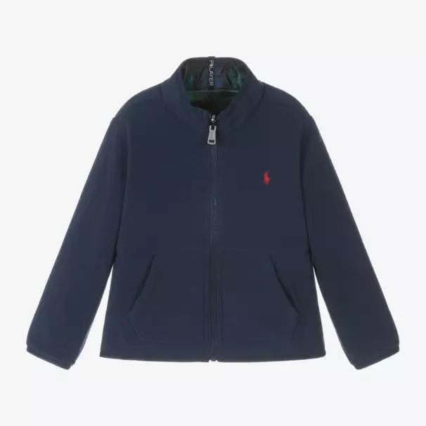 Ralph Lauren-Boys Reversible Navy Check Windbreaker | Childrensalon Outlet