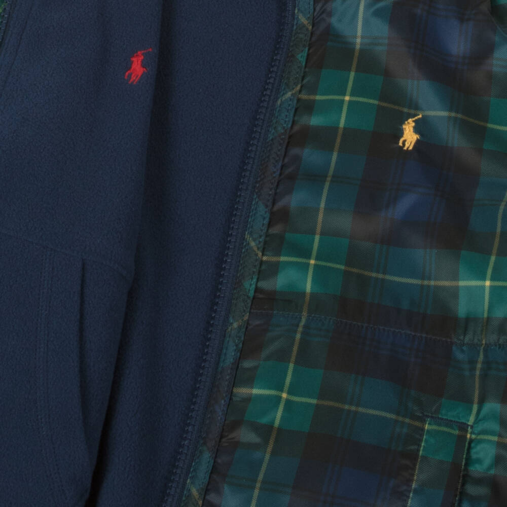 Ralph Lauren-Boys Reversible Navy Check Windbreaker | Childrensalon Outlet
