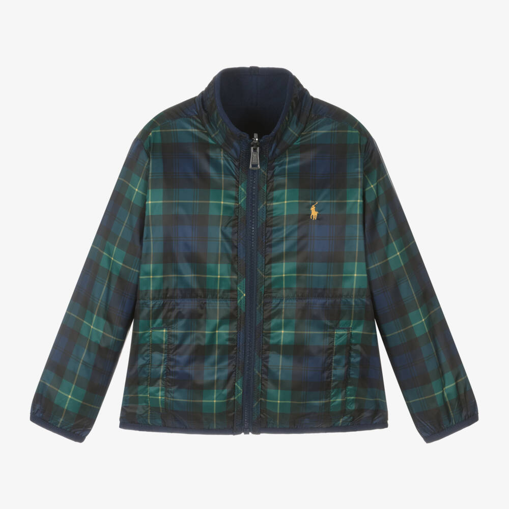 Ralph Lauren-Boys Reversible Navy Check Windbreaker | Childrensalon Outlet