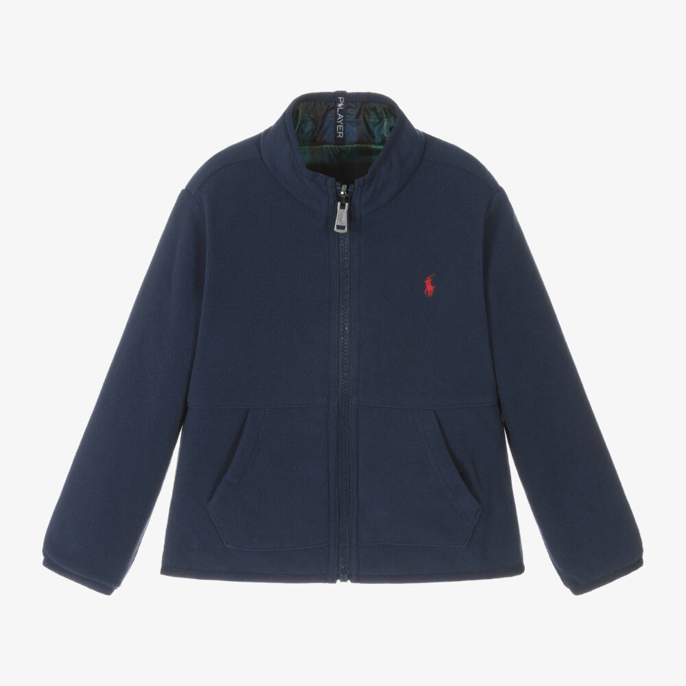 Ralph Lauren-Boys Reversible Navy Check Windbreaker | Childrensalon Outlet