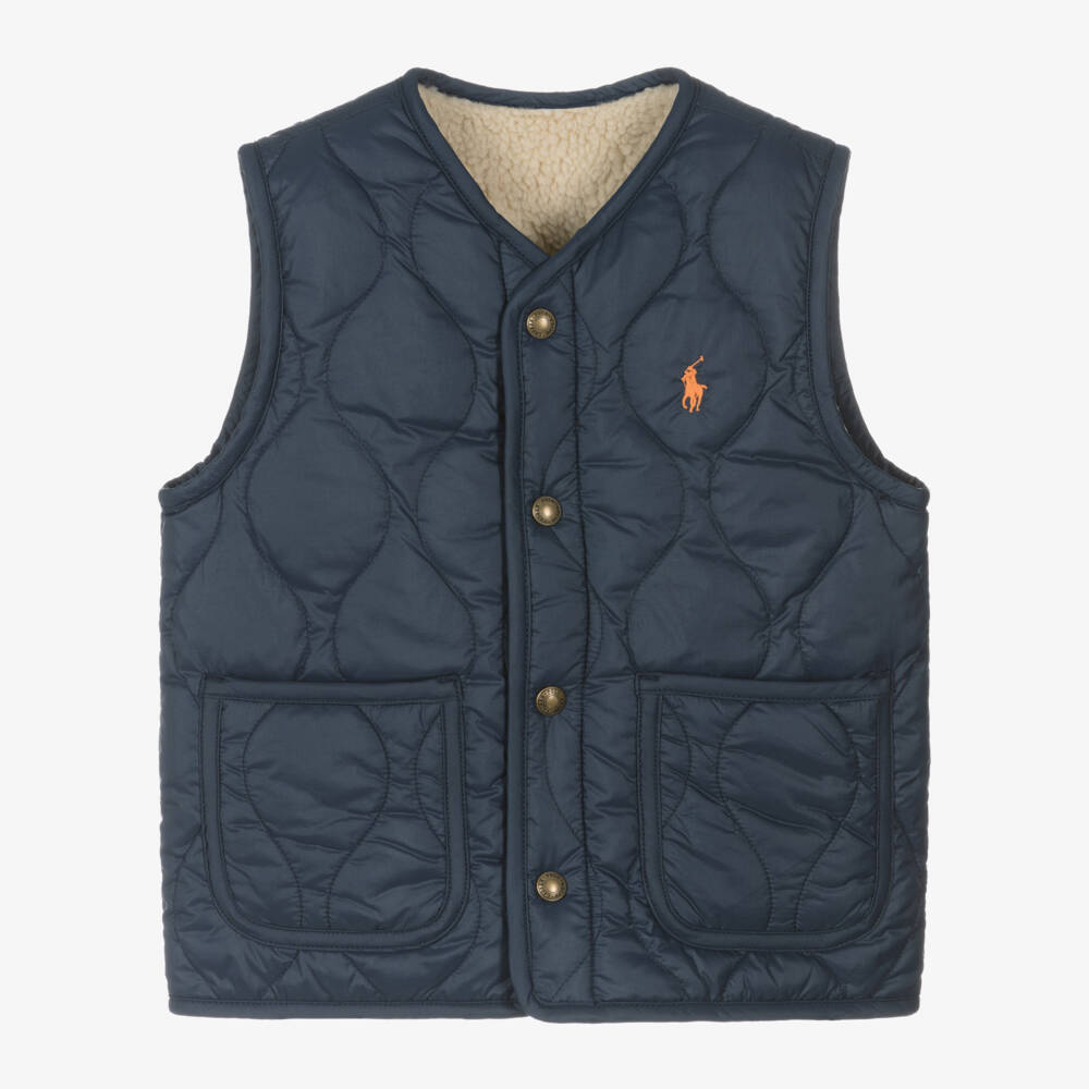 Ralph Lauren-Boys Reversible Navy Puffer Vest | Childrensalon Outlet