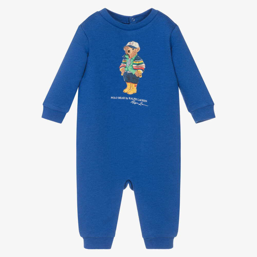 Ralph Lauren-Boys Royal Blue Bear Playsuit | Childrensalon Outlet