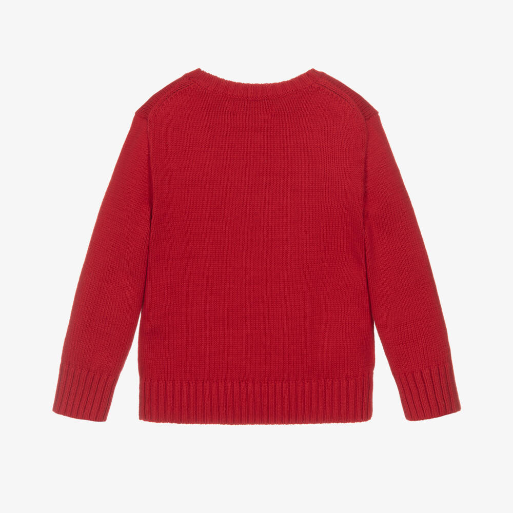 Ralph Lauren-Boys Scarlet Cotton Bear Pullover | Childrensalon Outlet