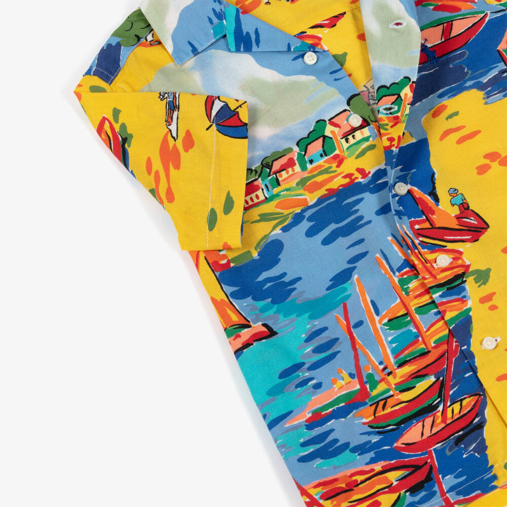Ralph Lauren-Boys Seaside Print Cotton Shirt | Childrensalon Outlet